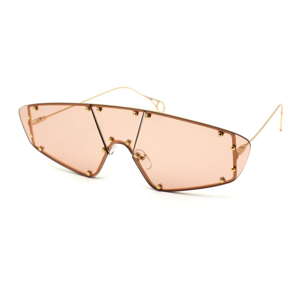 Metal Frame Stud Shield Rimless Sunglasses - Picture 2 of 6